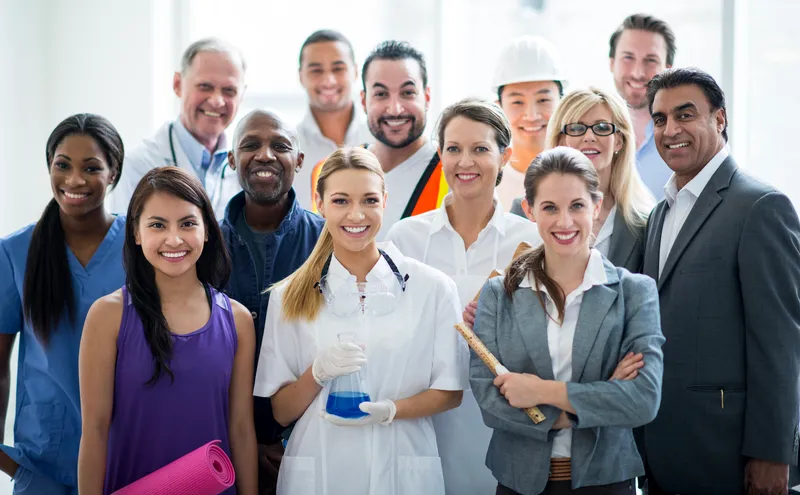 Diverse group of professionals from various industries